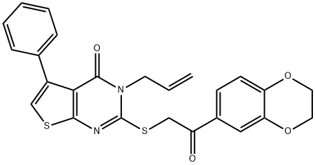 3-allyl-2-{[2-(2,3-dihydro-1,4-benzodioxin-6-yl)-2-oxoethyl]sulfanyl}-5-phenylthieno[2,3-d]pyrimidin-4(3H)-one Structure