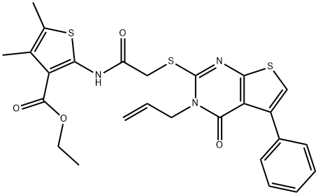 ethyl 2-({[(3-allyl-4-oxo-5-phenyl-3,4-dihydrothieno[2,3-d]pyrimidin-2-yl)sulfanyl]acetyl}amino)-4,5-dimethyl-3-thiophenecarboxylate Structure