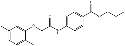 propyl 4-{[(2,5-dimethylphenoxy)acetyl]amino}benzoate 化学構造式