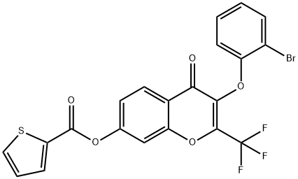 3-(2-bromophenoxy)-4-oxo-2-(trifluoromethyl)-4H-chromen-7-yl 2-thiophenecarboxylate Structure