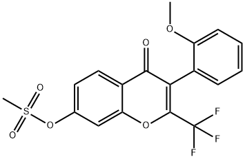 3-(2-methoxyphenyl)-4-oxo-2-(trifluoromethyl)-4H-chromen-7-yl methanesulfonate 结构式