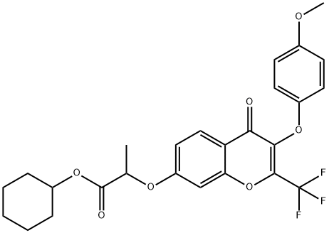 cyclohexyl 2-{[3-(4-methoxyphenoxy)-4-oxo-2-(trifluoromethyl)-4H-chromen-7-yl]oxy}propanoate Structure