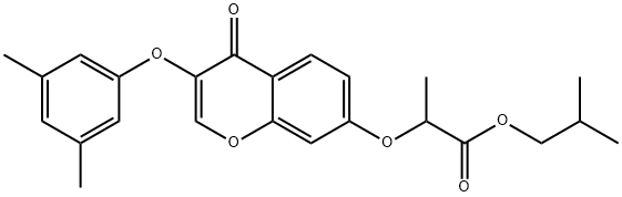 isobutyl 2-{[3-(3,5-dimethylphenoxy)-4-oxo-4H-chromen-7-yl]oxy}propanoate Structure