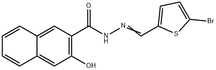 N'-[(5-bromothien-2-yl)methylene]-3-hydroxy-2-naphthohydrazide 结构式