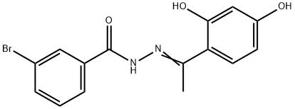 3-bromo-N'-[1-(2,4-dihydroxyphenyl)ethylidene]benzohydrazide Struktur