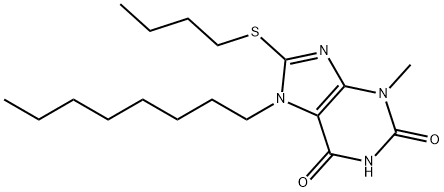 8-(butylsulfanyl)-3-methyl-7-octyl-3,7-dihydro-1H-purine-2,6-dione,316357-81-0,结构式