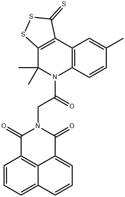 2-[2-oxo-2-(4,4,8-trimethyl-1-thioxo-1,4-dihydro-5H-[1,2]dithiolo[3,4-c]quinolin-5-yl)ethyl]-1H-benzo[de]isoquinoline-1,3(2H)-dione Structure