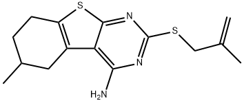 6-methyl-2-[(2-methyl-2-propenyl)sulfanyl]-5,6,7,8-tetrahydro[1]benzothieno[2,3-d]pyrimidin-4-amine 化学構造式