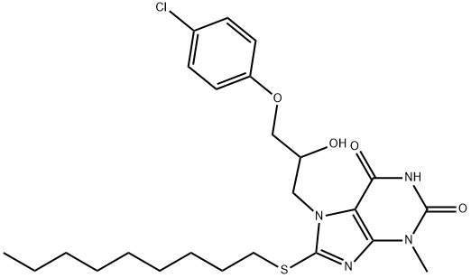 7-[3-(4-chlorophenoxy)-2-hydroxypropyl]-3-methyl-8-(nonylsulfanyl)-3,7-dihydro-1H-purine-2,6-dione Structure