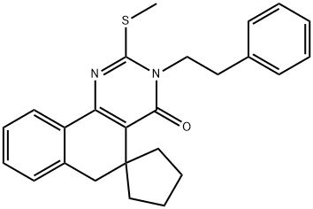 2-(methylsulfanyl)-3-(2-phenylethyl)-5,6-dihydrospiro(benzo[h]quinazoline-5,1'-cyclopentane)-4(3H)-one Structure