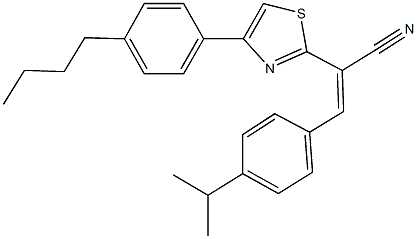 2-[4-(4-butylphenyl)-1,3-thiazol-2-yl]-3-(4-isopropylphenyl)acrylonitrile Structure