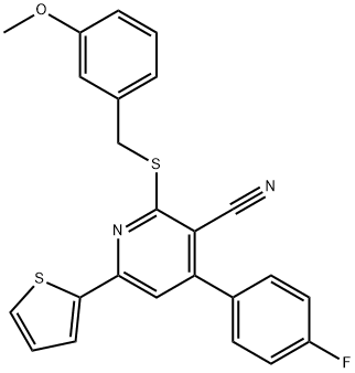 4-(4-fluorophenyl)-2-[(3-methoxybenzyl)sulfanyl]-6-(2-thienyl)nicotinonitrile Struktur