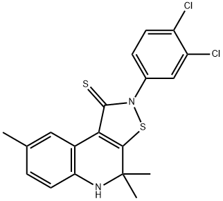2-(3,4-dichlorophenyl)-4,4,8-trimethyl-4,5-dihydroisothiazolo[5,4-c]quinoline-1(2H)-thione 化学構造式