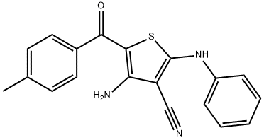 4-amino-2-anilino-5-(4-methylbenzoyl)-3-thiophenecarbonitrile Structure