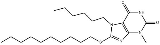 8-(decylsulfanyl)-7-hexyl-3-methyl-3,7-dihydro-1H-purine-2,6-dione 结构式