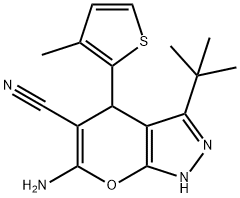 6-amino-3-tert-butyl-4-(3-methyl-2-thienyl)-1,4-dihydropyrano[2,3-c]pyrazole-5-carbonitrile|
