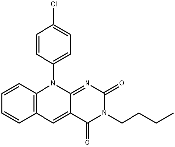 3-butyl-10-(4-chlorophenyl)pyrimido[4,5-b]quinoline-2,4(3H,10H)-dione 化学構造式