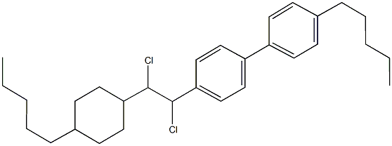4-[1,2-dichloro-2-(4-pentylcyclohexyl)ethyl]-4'-pentyl-1,1'-biphenyl 化学構造式