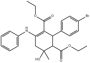 diethyl 4-anilino-2-(4-bromophenyl)-6-hydroxy-6-methyl-3-cyclohexene-1,3-dicarboxylate,317342-27-1,结构式