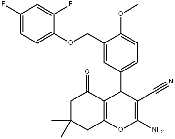 2-amino-4-{3-[(2,4-difluorophenoxy)methyl]-4-methoxyphenyl}-7,7-dimethyl-5-oxo-5,6,7,8-tetrahydro-4H-chromene-3-carbonitrile Structure