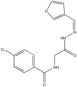 4-chloro-N-{2-[2-(3-furylmethylene)hydrazino]-2-oxoethyl}benzamide 化学構造式