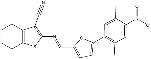 2-{[(5-{4-nitro-2,5-dimethylphenyl}-2-furyl)methylene]amino}-4,5,6,7-tetrahydro-1-benzothiophene-3-carbonitrile Structure