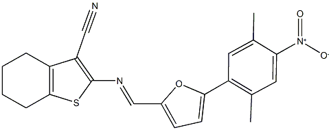 2-{[(5-{4-nitro-2,5-dimethylphenyl}-2-furyl)methylene]amino}-4,5,6,7-tetrahydro-1-benzothiophene-3-carbonitrile 结构式