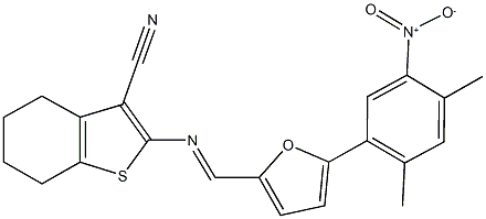 2-{[(5-{5-nitro-2,4-dimethylphenyl}-2-furyl)methylene]amino}-4,5,6,7-tetrahydro-1-benzothiophene-3-carbonitrile|