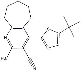 2-amino-4-(5-tert-butyl-2-thienyl)-6,7,8,9-tetrahydro-5H-cyclohepta[b]pyridine-3-carbonitrile 结构式