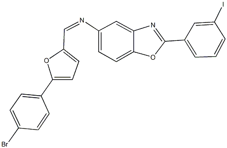 N-{[5-(4-bromophenyl)-2-furyl]methylene}-N-[2-(3-iodophenyl)-1,3-benzoxazol-5-yl]amine 化学構造式