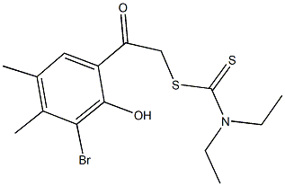 2-(3-bromo-2-hydroxy-4,5-dimethylphenyl)-2-oxoethyl diethyldithiocarbamate Struktur