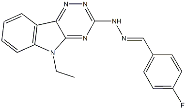 4-fluorobenzaldehyde (5-ethyl-5H-[1,2,4]triazino[5,6-b]indol-3-yl)hydrazone 化学構造式