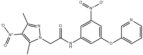 2-{4-nitro-3,5-dimethyl-1H-pyrazol-1-yl}-N-[3-nitro-5-(3-pyridinyloxy)phenyl]acetamide 结构式