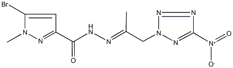 5-bromo-N'-(2-{5-nitro-2H-tetraazol-2-yl}-1-methylethylidene)-1-methyl-1H-pyrazole-3-carbohydrazide 结构式