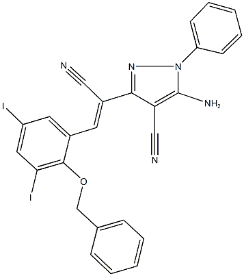 5-amino-3-{2-[2-(benzyloxy)-3,5-diiodophenyl]-1-cyanovinyl}-1-phenyl-1H-pyrazole-4-carbonitrile Structure