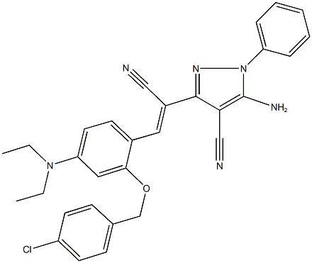 321372-54-7 5-amino-3-{2-[2-[(4-chlorobenzyl)oxy]-4-(diethylamino)phenyl]-1-cyanovinyl}-1-phenyl-1H-pyrazole-4-carbonitrile