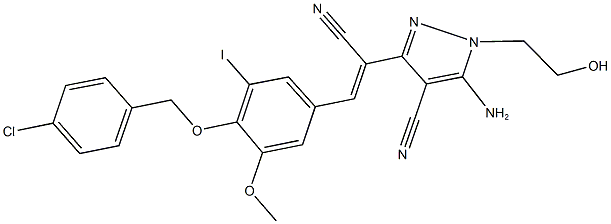 321372-56-9 5-amino-3-(2-{4-[(4-chlorobenzyl)oxy]-3-iodo-5-methoxyphenyl}-1-cyanovinyl)-1-(2-hydroxyethyl)-1H-pyrazole-4-carbonitrile