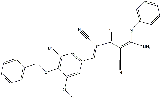 5-amino-3-{2-[4-(benzyloxy)-3-bromo-5-methoxyphenyl]-1-cyanovinyl}-1-phenyl-1H-pyrazole-4-carbonitrile,321372-58-1,结构式