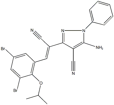 5-amino-3-[1-cyano-2-(3,5-dibromo-2-isopropoxyphenyl)vinyl]-1-phenyl-1H-pyrazole-4-carbonitrile,321372-70-7,结构式