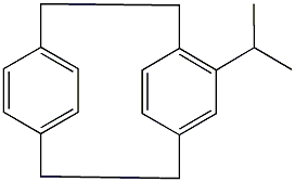 5-isopropyltricyclo[8.2.2.2~4,7~]hexadeca-1(12),4,6,10,13,15-hexaene 结构式