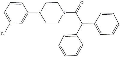 1-(3-chlorophenyl)-4-(diphenylacetyl)piperazine 结构式