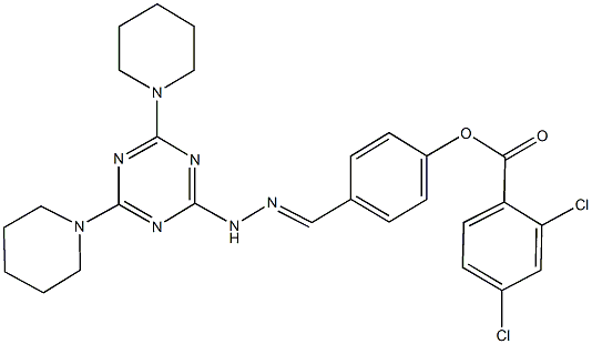 4-{2-[4,6-di(1-piperidinyl)-1,3,5-triazin-2-yl]carbohydrazonoyl}phenyl 2,4-dichlorobenzoate,321557-09-9,结构式