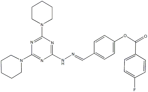 4-{2-[4,6-di(1-piperidinyl)-1,3,5-triazin-2-yl]carbohydrazonoyl}phenyl 4-fluorobenzoate,321557-10-2,结构式