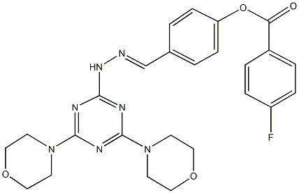 4-{2-[4,6-di(4-morpholinyl)-1,3,5-triazin-2-yl]carbohydrazonoyl}phenyl 4-fluorobenzoate Struktur