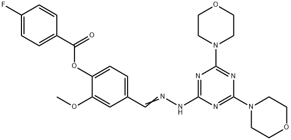 4-{2-[4,6-di(4-morpholinyl)-1,3,5-triazin-2-yl]carbohydrazonoyl}-2-methoxyphenyl 4-fluorobenzoate,321557-30-6,结构式