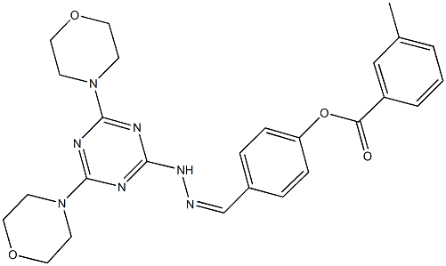 4-{2-[4,6-di(4-morpholinyl)-1,3,5-triazin-2-yl]carbohydrazonoyl}phenyl 3-methylbenzoate Struktur