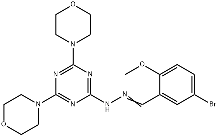 5-bromo-2-methoxybenzaldehyde [4,6-di(4-morpholinyl)-1,3,5-triazin-2-yl]hydrazone 化学構造式