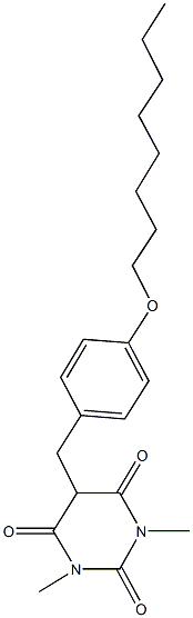 1,3-dimethyl-5-[4-(octyloxy)benzyl]-2,4,6(1H,3H,5H)-pyrimidinetrione 化学構造式