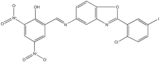 2-({[2-(2-chloro-5-iodophenyl)-1,3-benzoxazol-5-yl]imino}methyl)-4,6-bisnitrophenol,321727-74-6,结构式