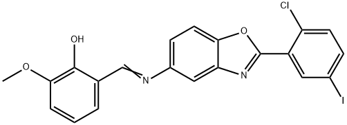 2-({[2-(2-chloro-5-iodophenyl)-1,3-benzoxazol-5-yl]imino}methyl)-6-methoxyphenol,321727-76-8,结构式
